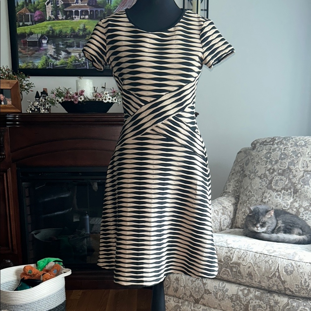 Ann Taylor Black and White Striped Mini Dress